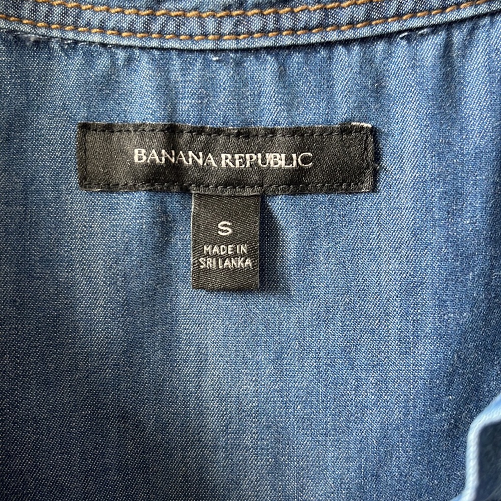Banana Republic Chambray Denim 3/4 Sleeve Collared Dress Size Small - Picture 9 of 12
